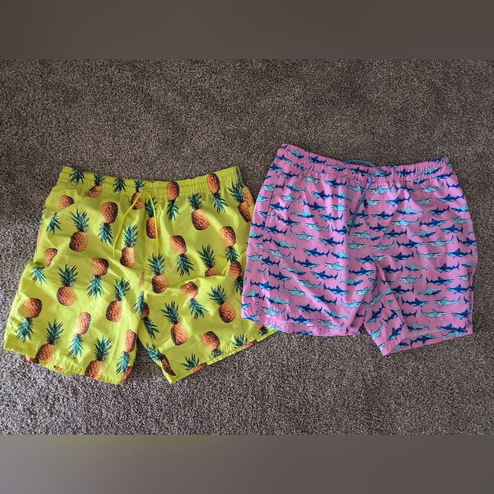 Pineapple and Shark Print Swim Short Trunks